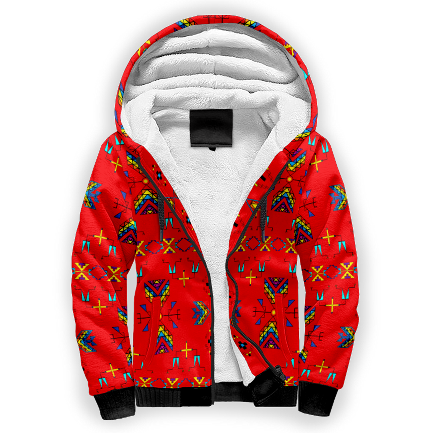 Rainy Chief Rainbow Red Sherpa Hoodie