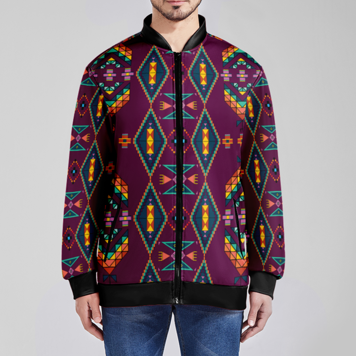 Travois Tipi Berry Zippered Collared Lightweight Jacket