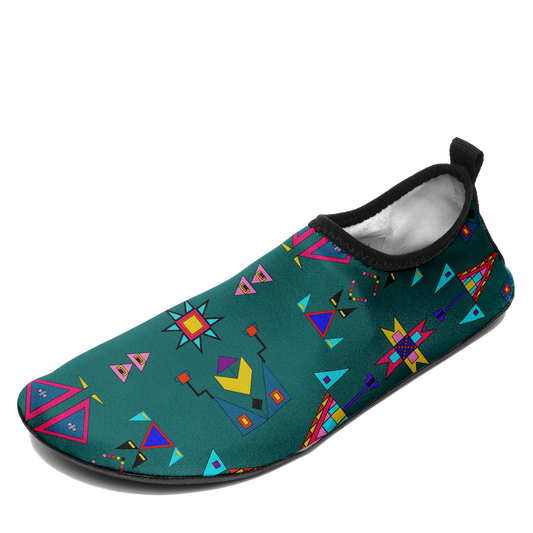 Enemy Territory Teal Kid's Sockamoccs Slip On Shoes