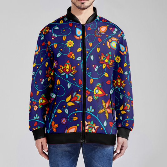 Thorny Path Blue Zippered Collared Lightweight Jacket