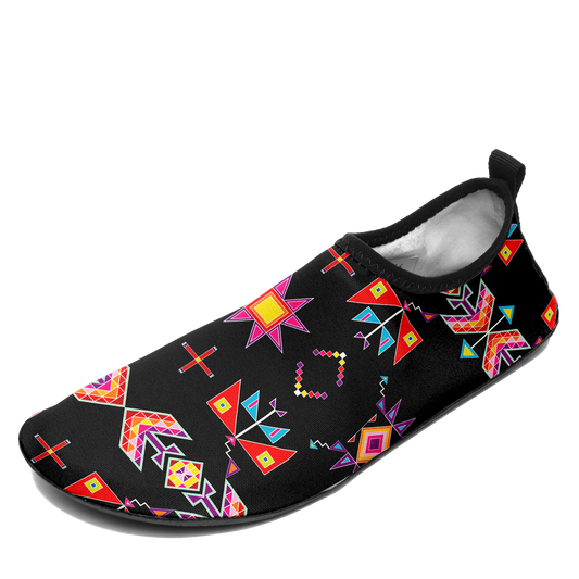 Scattered Generations Black Kid's Sockamoccs Slip On Shoes