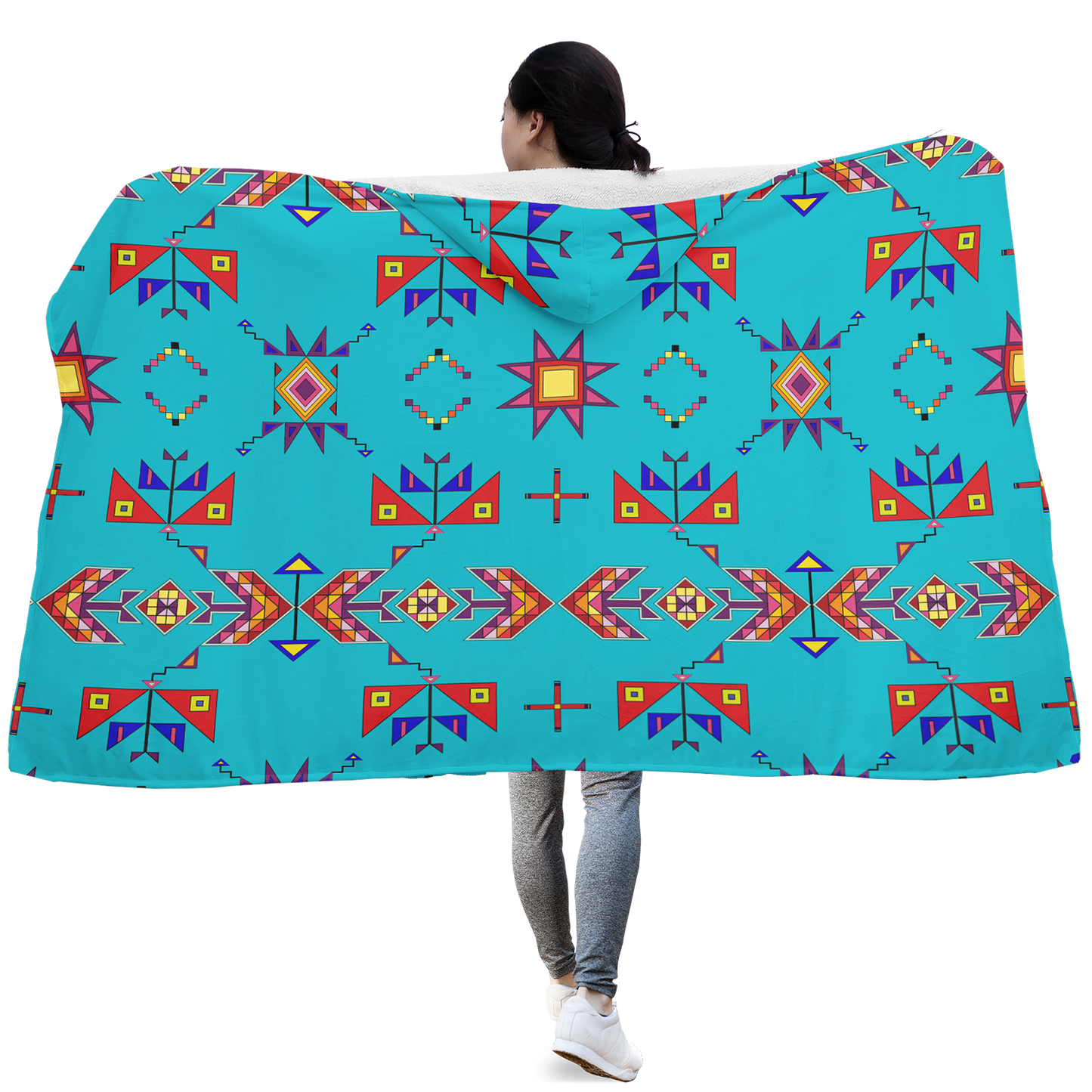 Scattered Generations Turquoise Hooded Blanket