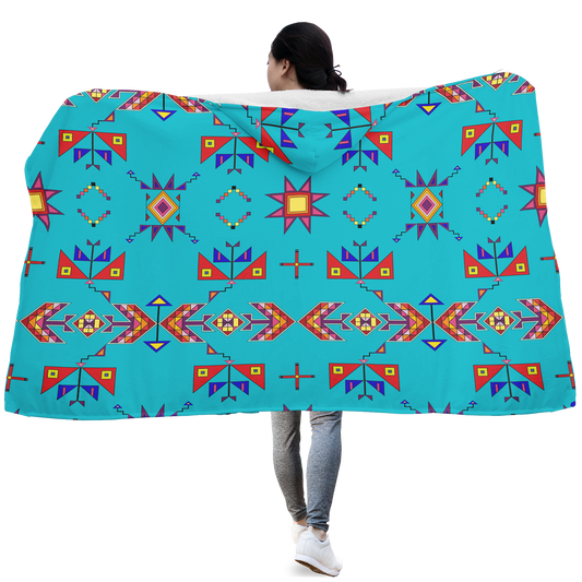 Scattered Generations Turquoise Hooded Blanket