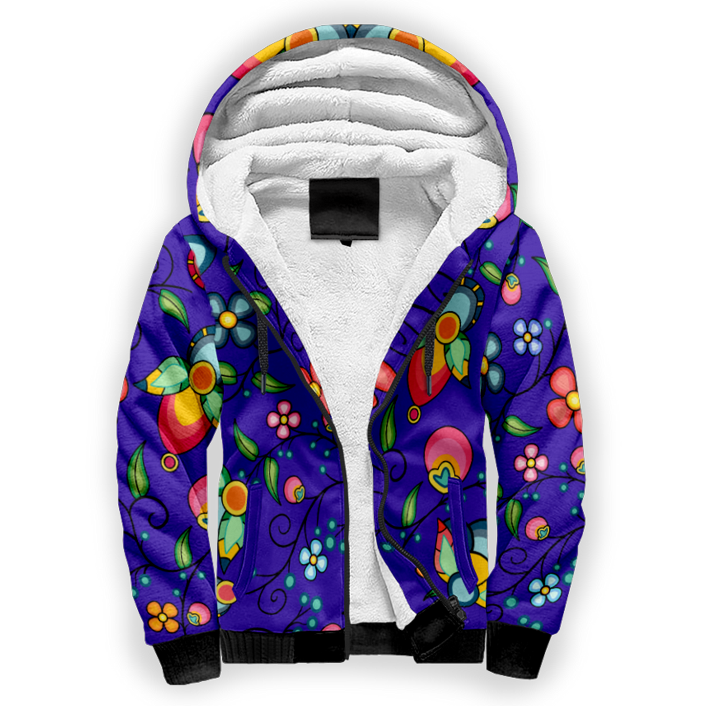 Floral Bounty Blue Sherpa Hoodie