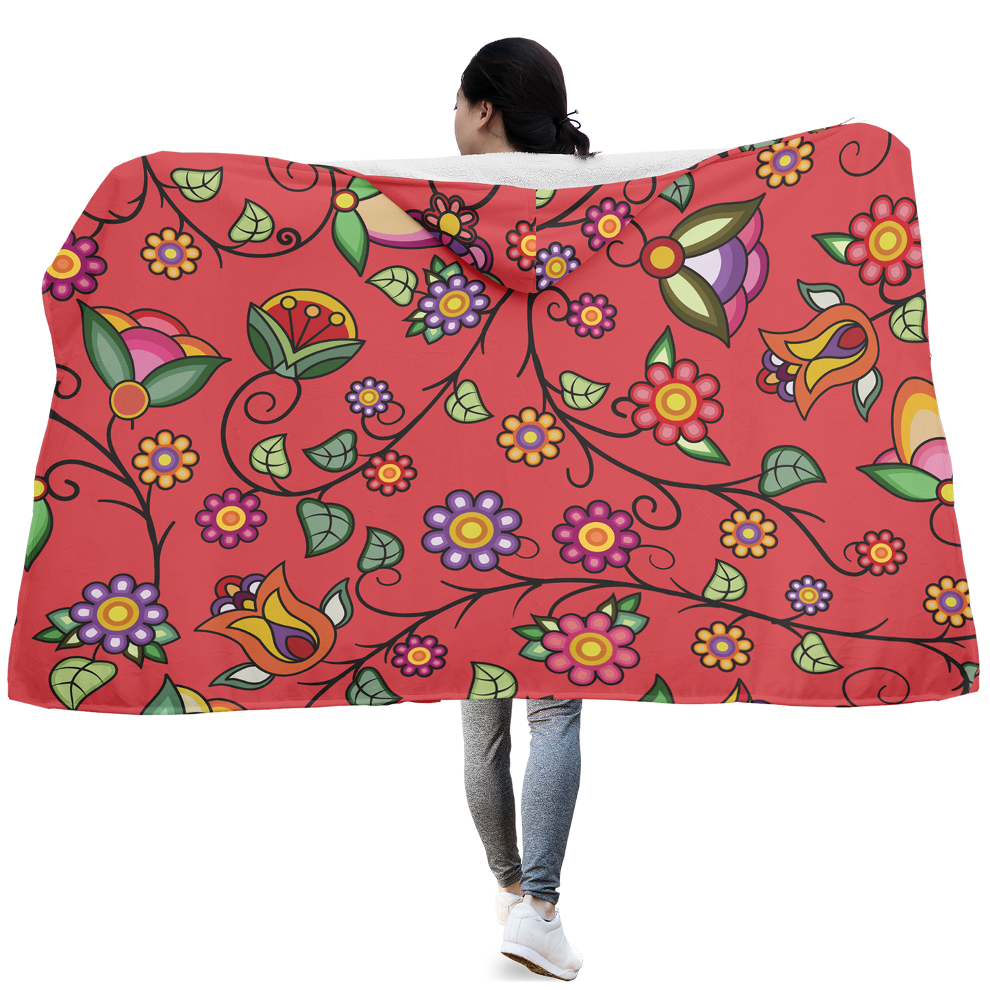 Heartbeat Petals Red Hooded Blanket