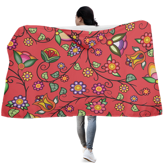 Heartbeat Petals Red Hooded Blanket