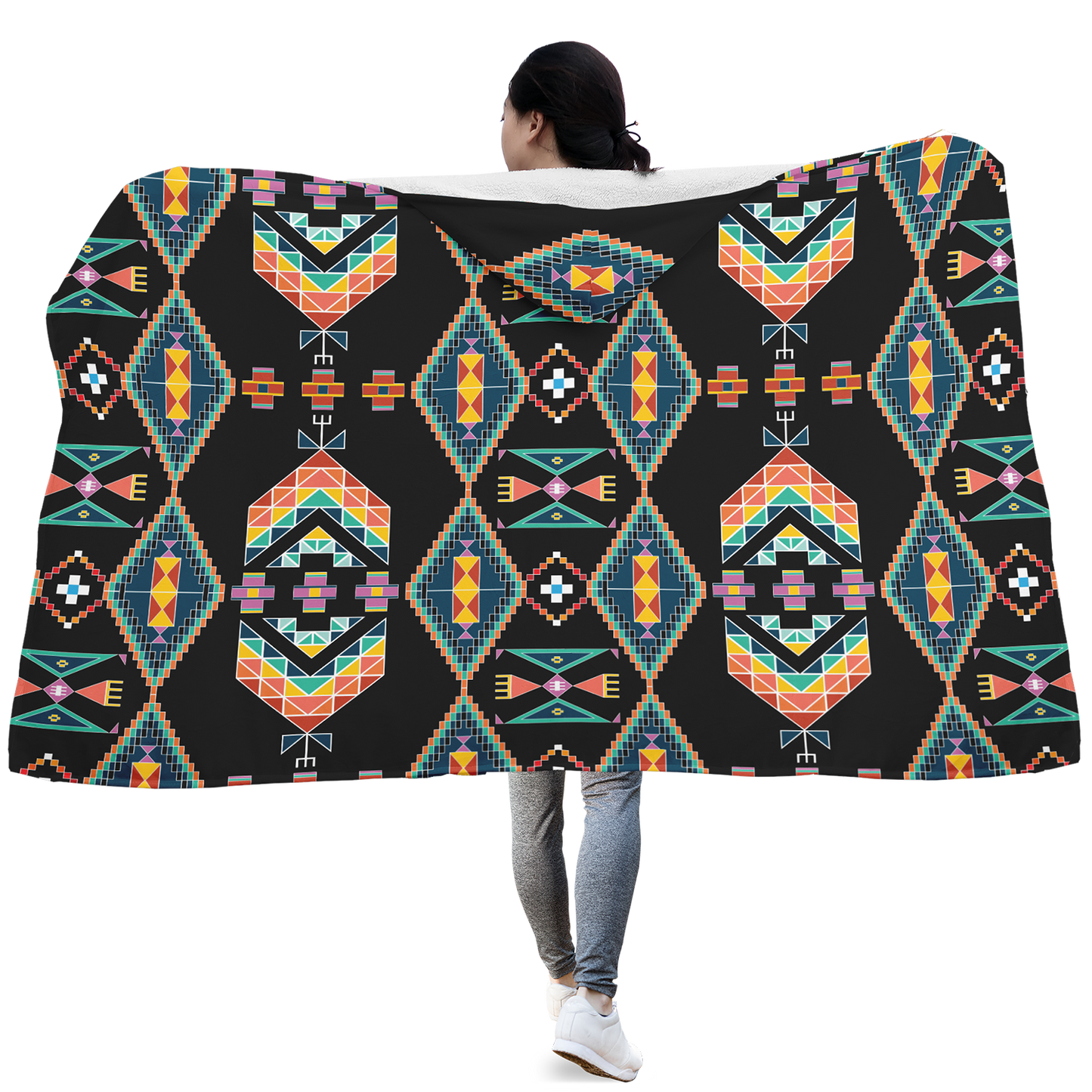 Travois Tipi Black Hooded Blanket