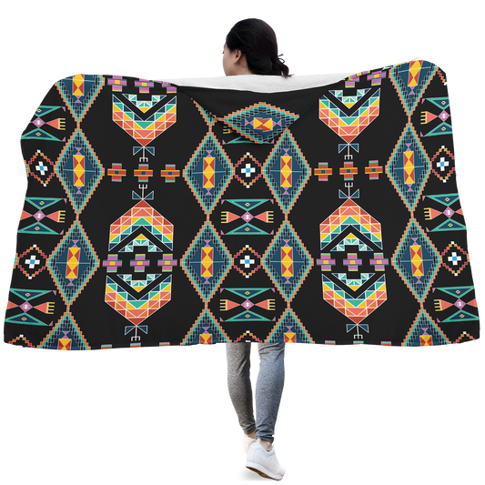 Travois Tipi Black Hooded Blanket