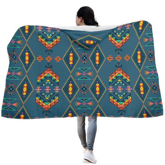 Travois Tipi Deep Lake Hooded Blanket