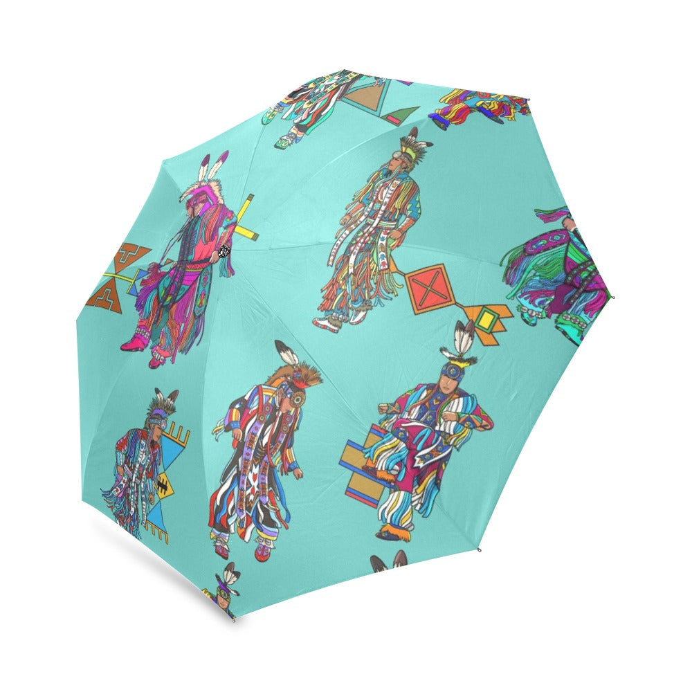 Men's Grass Dancers Eggshell Blue Foldable Umbrella