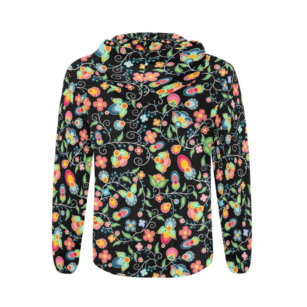 Floral Bounty Black Men's Zipper Hoodie