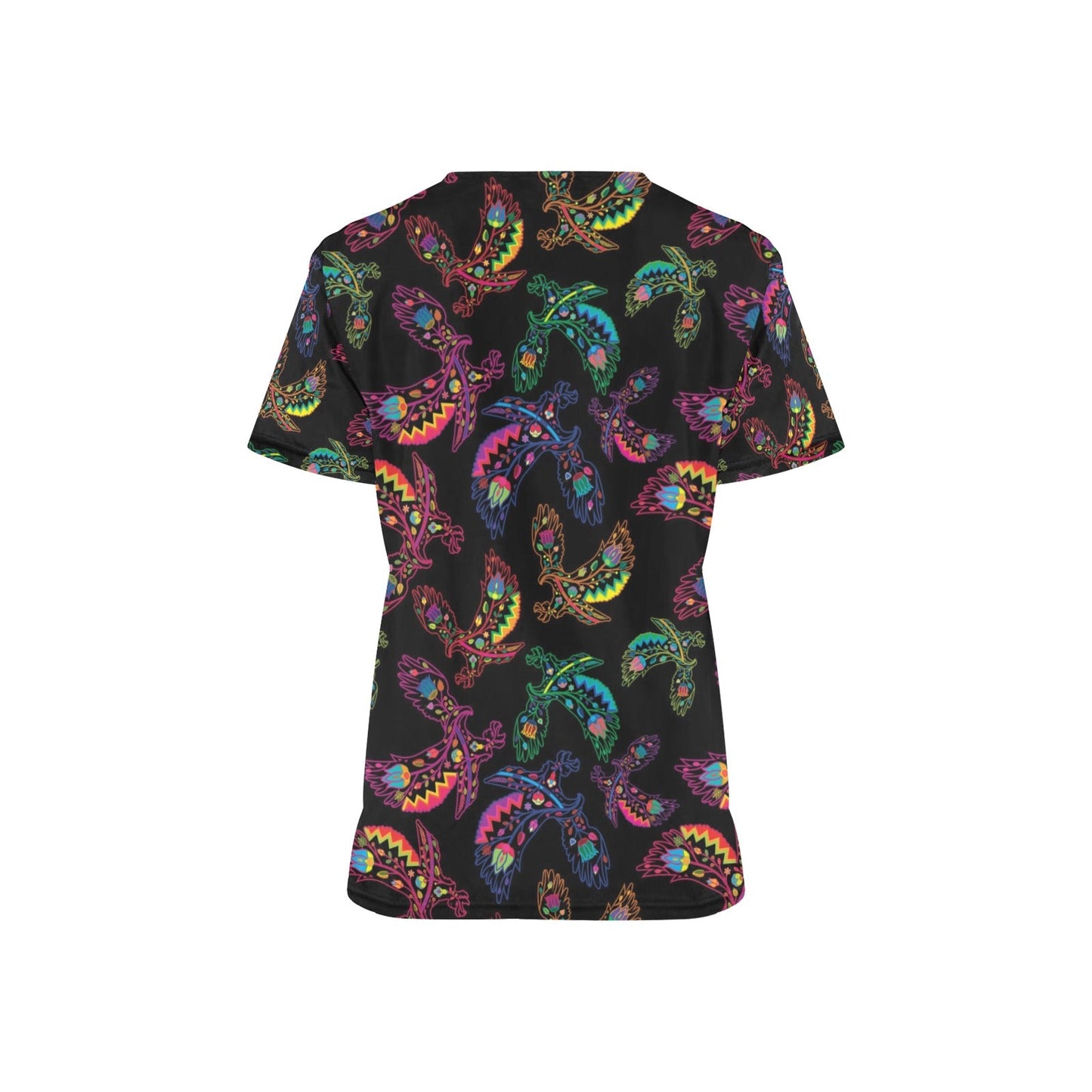 Neon Floral Eagles Scrub Top