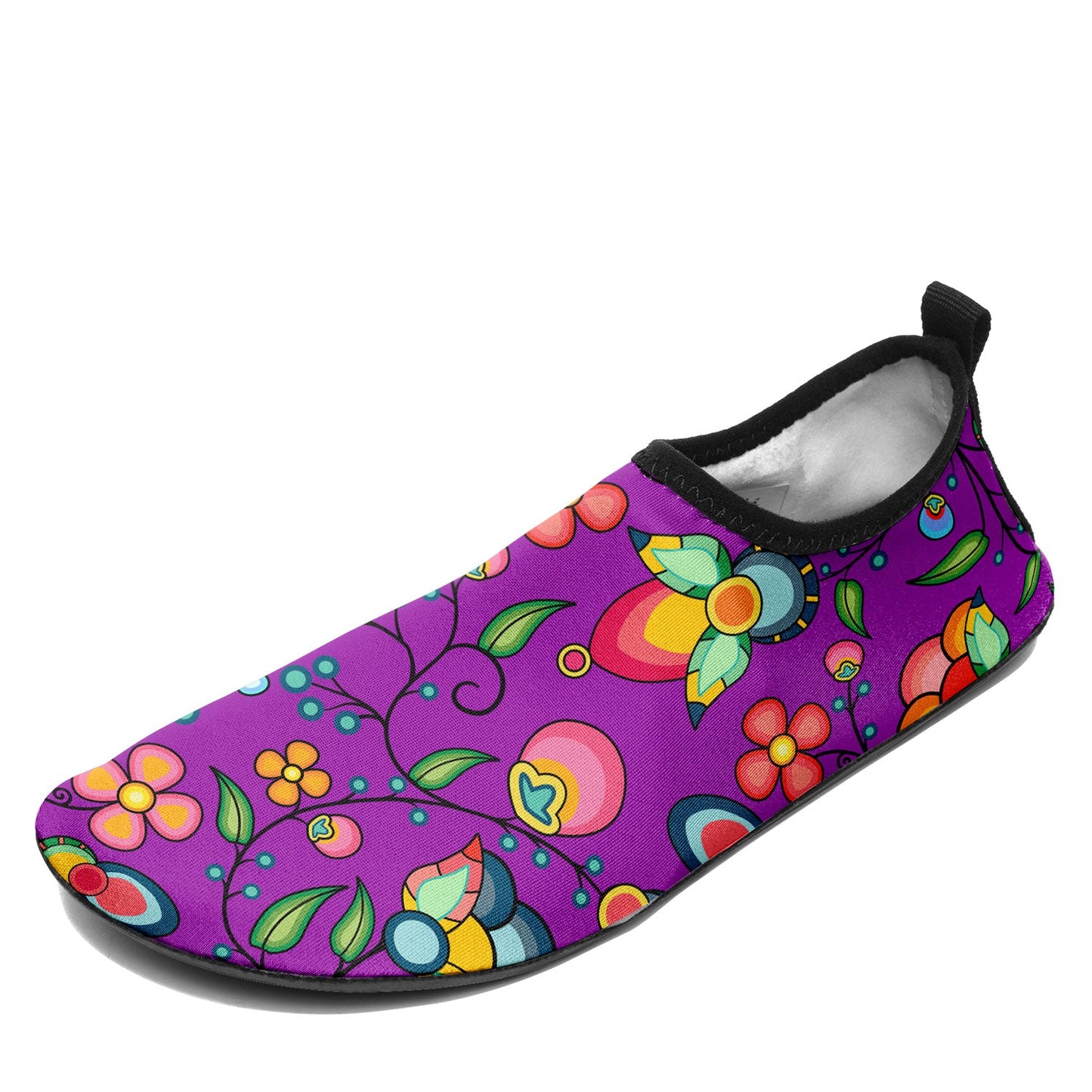 Floral Bounty Purple Kid's Sockamoccs Slip On Shoes