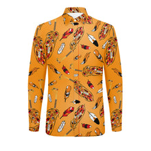 Load image into Gallery viewer, ECM Prayer Feathers Orange Men&#39;s Long Sleeve Dress Shirt
