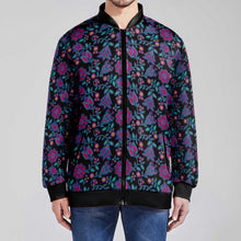 Load image into Gallery viewer, Beaded Nouveau Coal Zippered Collared Lightweight Jacket
