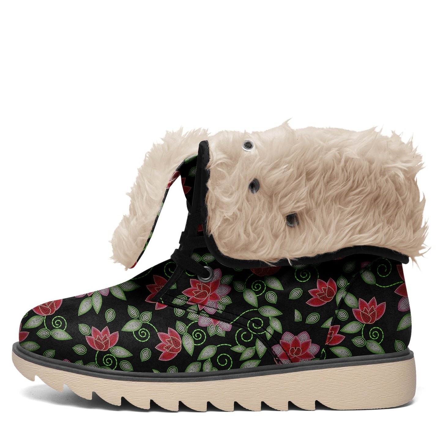 Red Beaded Rose Polar Winter Boots