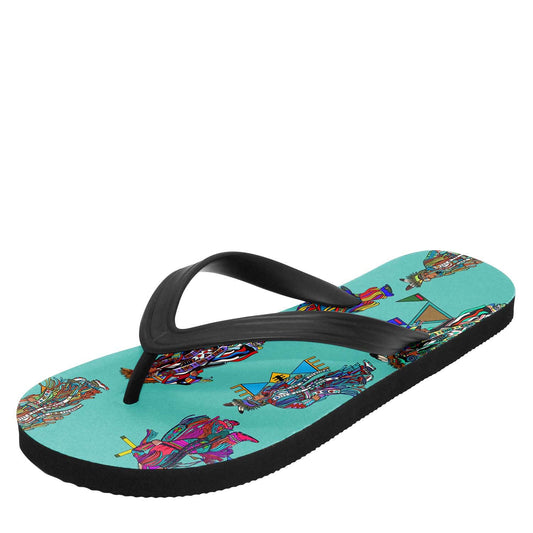 Men's Grass Dancers Eggshell Blue Flip Flops