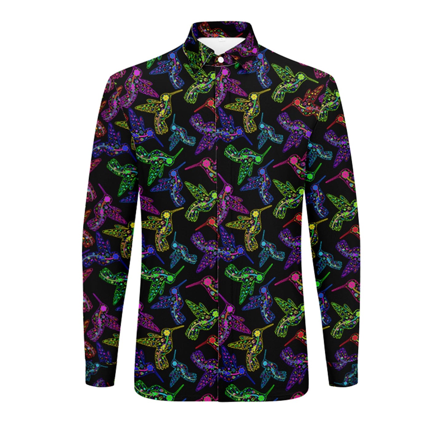 Neon Floral Hummingbird Dress Shirt