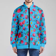 Load image into Gallery viewer, Kokum Ceremony Blue Zippered Collared Lightweight Jacket
