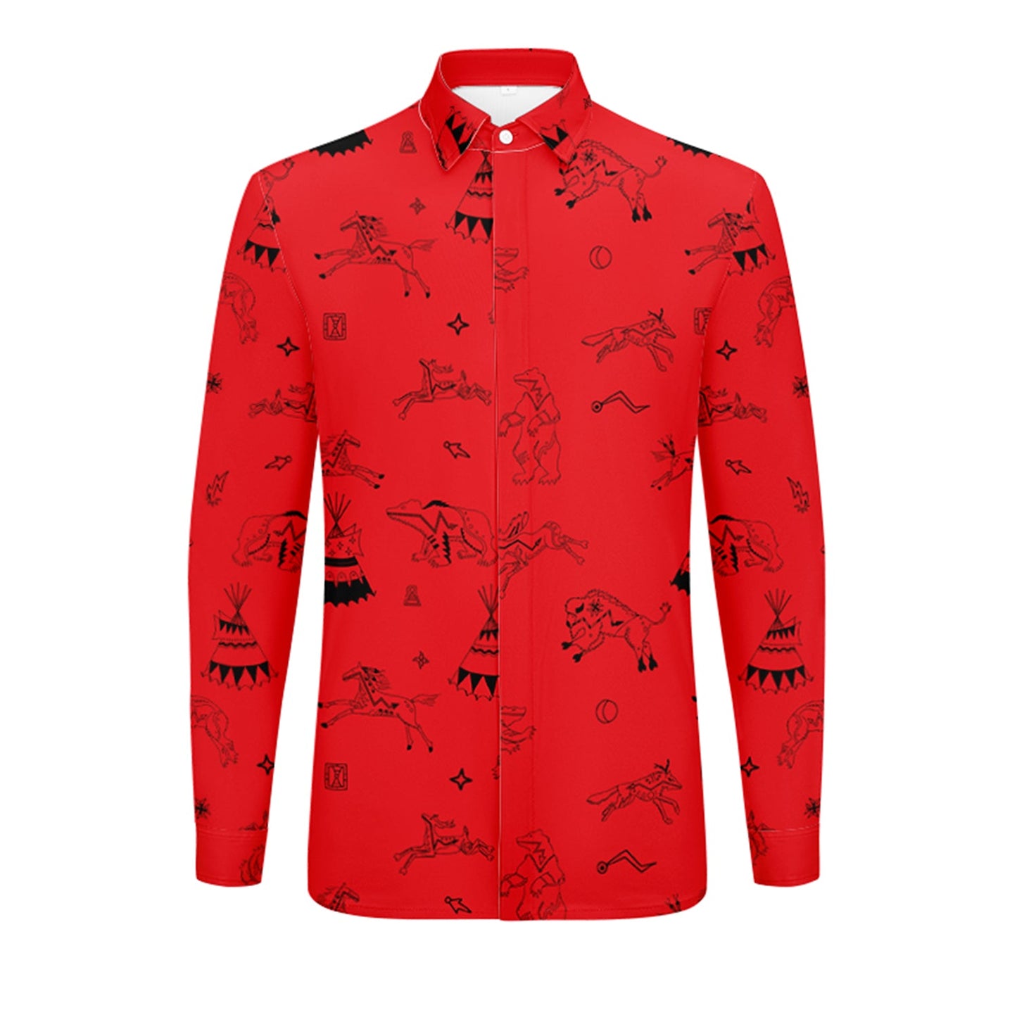 Ledger Dabbles Red Men's Long Sleeve Dress Shirt