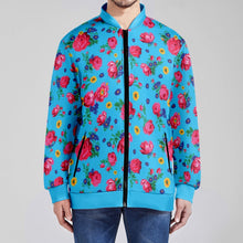 Load image into Gallery viewer, Kokum Ceremony Blue Youth Zippered Collared Lightweight Jacket
