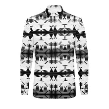 Load image into Gallery viewer, Between the Mountains White and Black Men&#39;s Long Sleeve Dress Shirt
