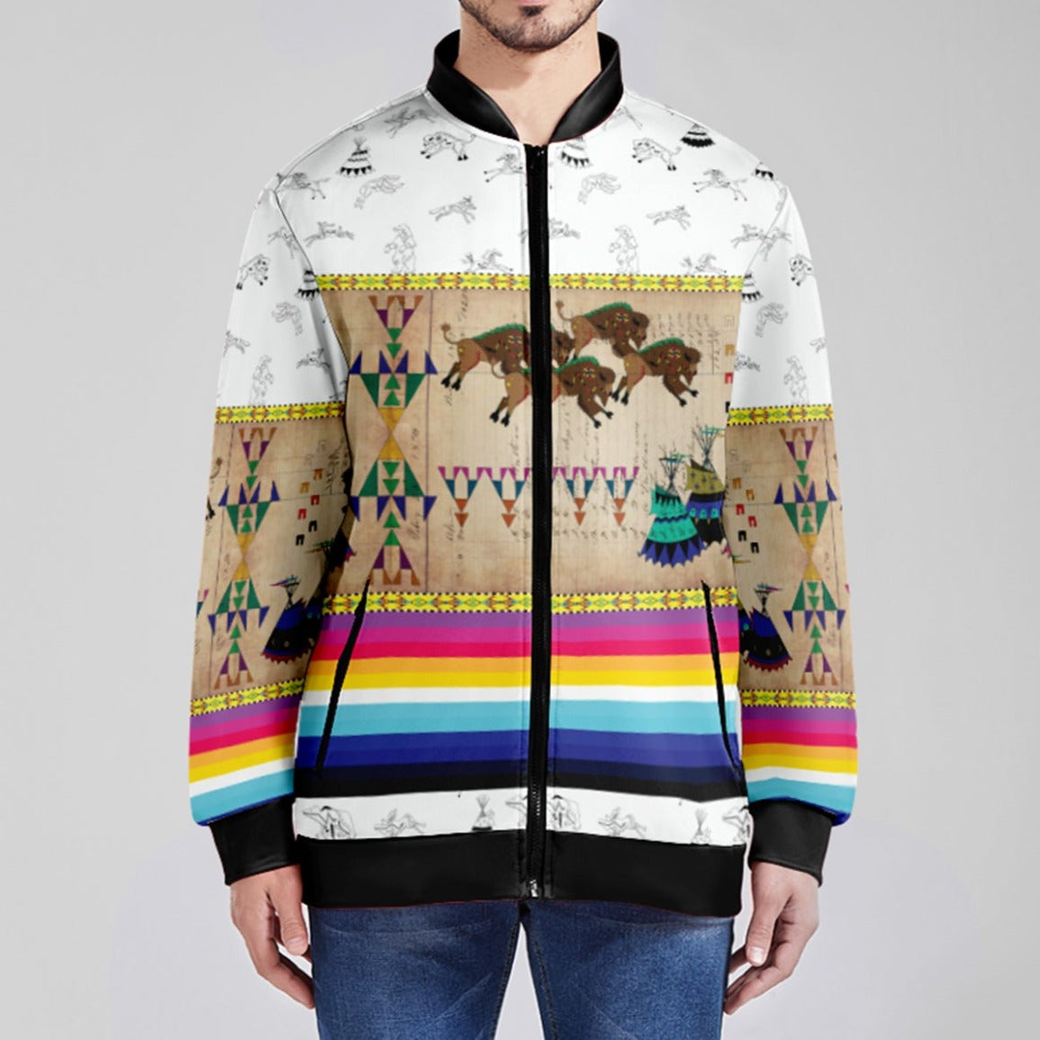 Buffalos Running White Clay Lightweight Jacket