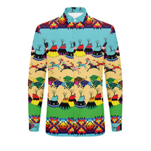 Load image into Gallery viewer, Horses and Buffalo Ledger Torquoise Men&#39;s Long Sleeve Dress Shirt
