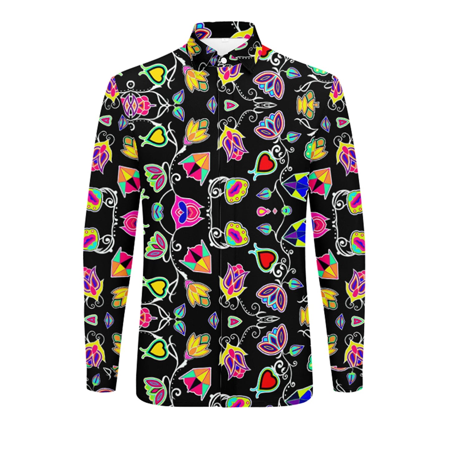 Indigenous Paisley Black Men's Long Sleeve Dress Shirt