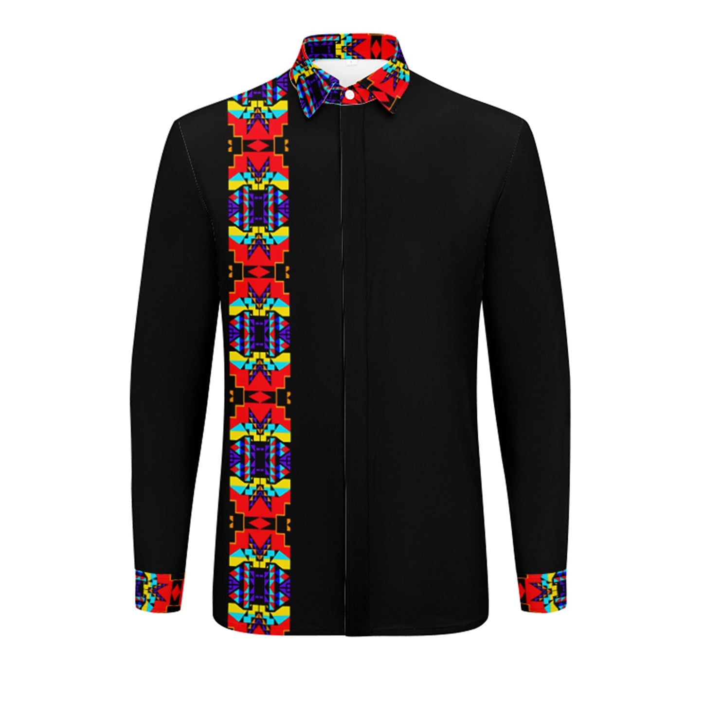 Blanket Strip Black IV Men's Long Sleeve Dress Shirt