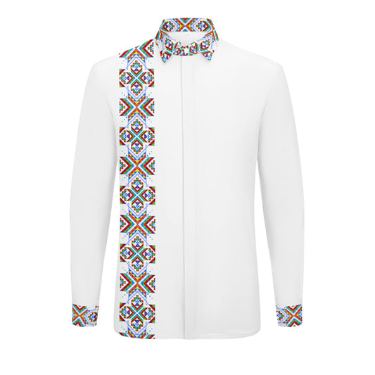 White Blanket Strip Dress Shirt