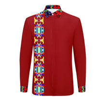 Load image into Gallery viewer, Stripe Blanket Crimson Men&#39;s Long Sleeve Dress Shirt
