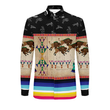 Load image into Gallery viewer, Buffalos Running Black Sky Men&#39;s Long Sleeve Dress Shirt
