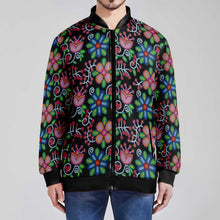 Load image into Gallery viewer, Midnight Garden Black Zippered Collared Lightweight Jacket
