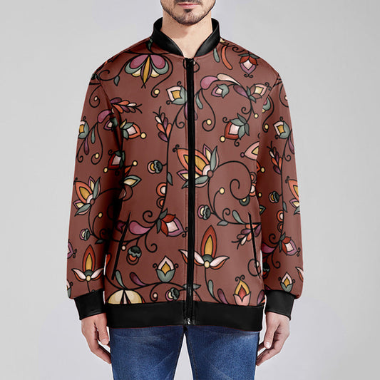 Burnt Sky Petals Zippered Collared Lightweight Jacket