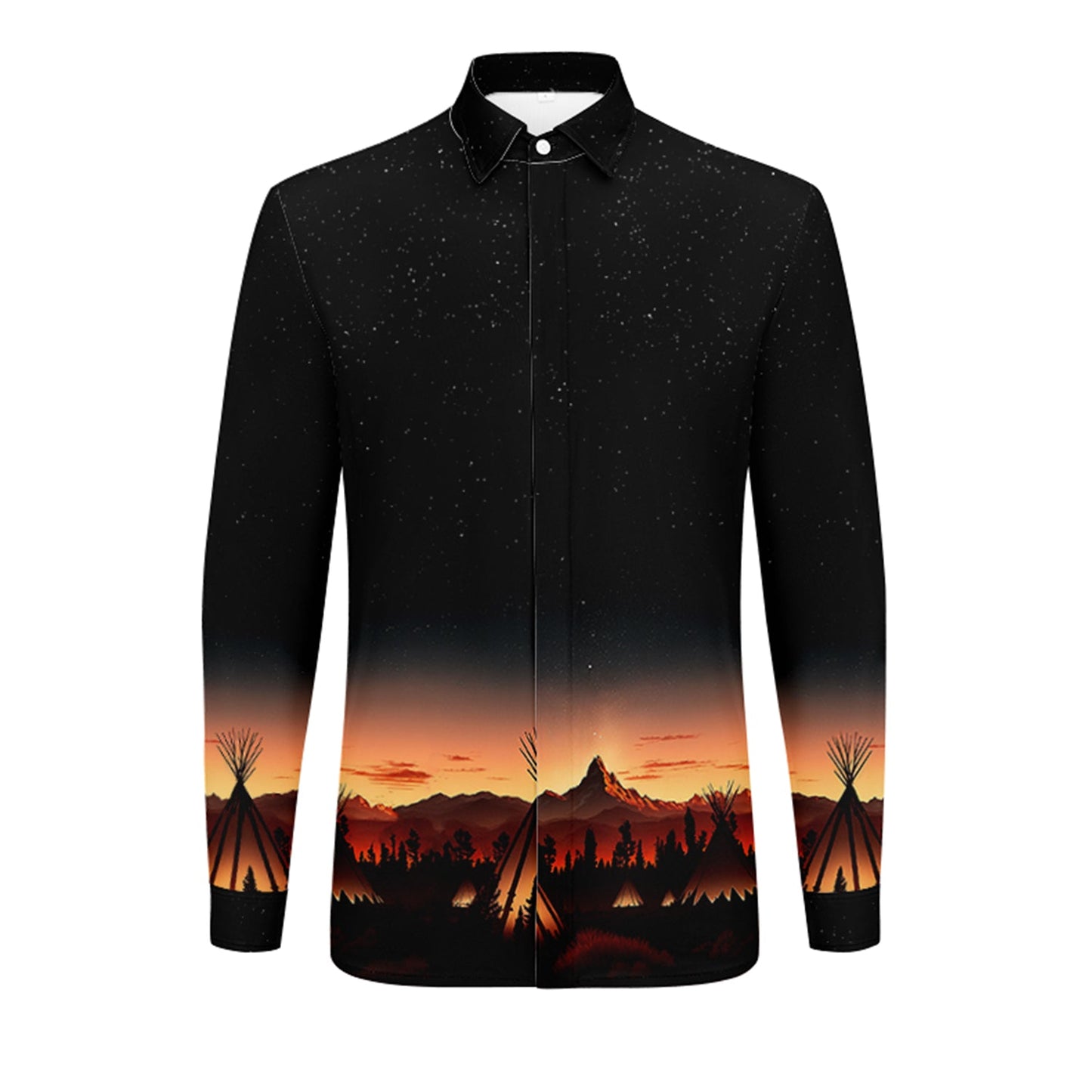 Sunset Tipis 1 Men's Long Sleeve Dress Shirt