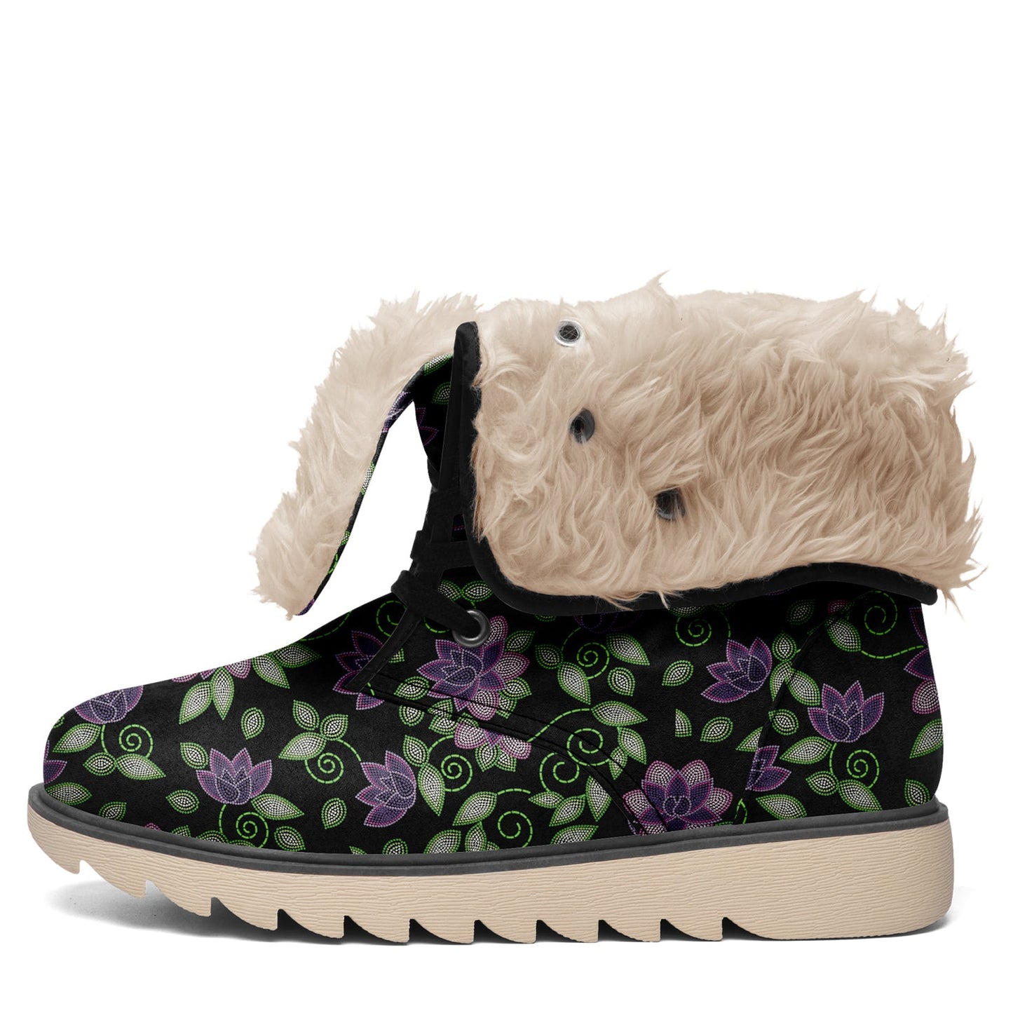 Purple Beaded Rose Polar Winter Boots