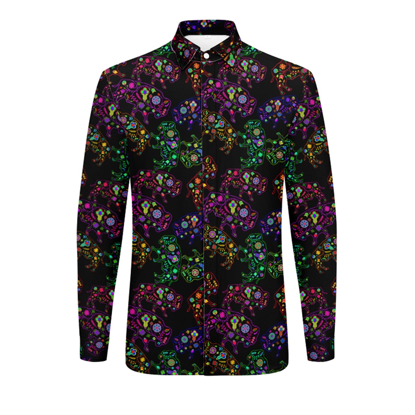 Floral Buffalo Men's Long Sleeve Dress Shirt