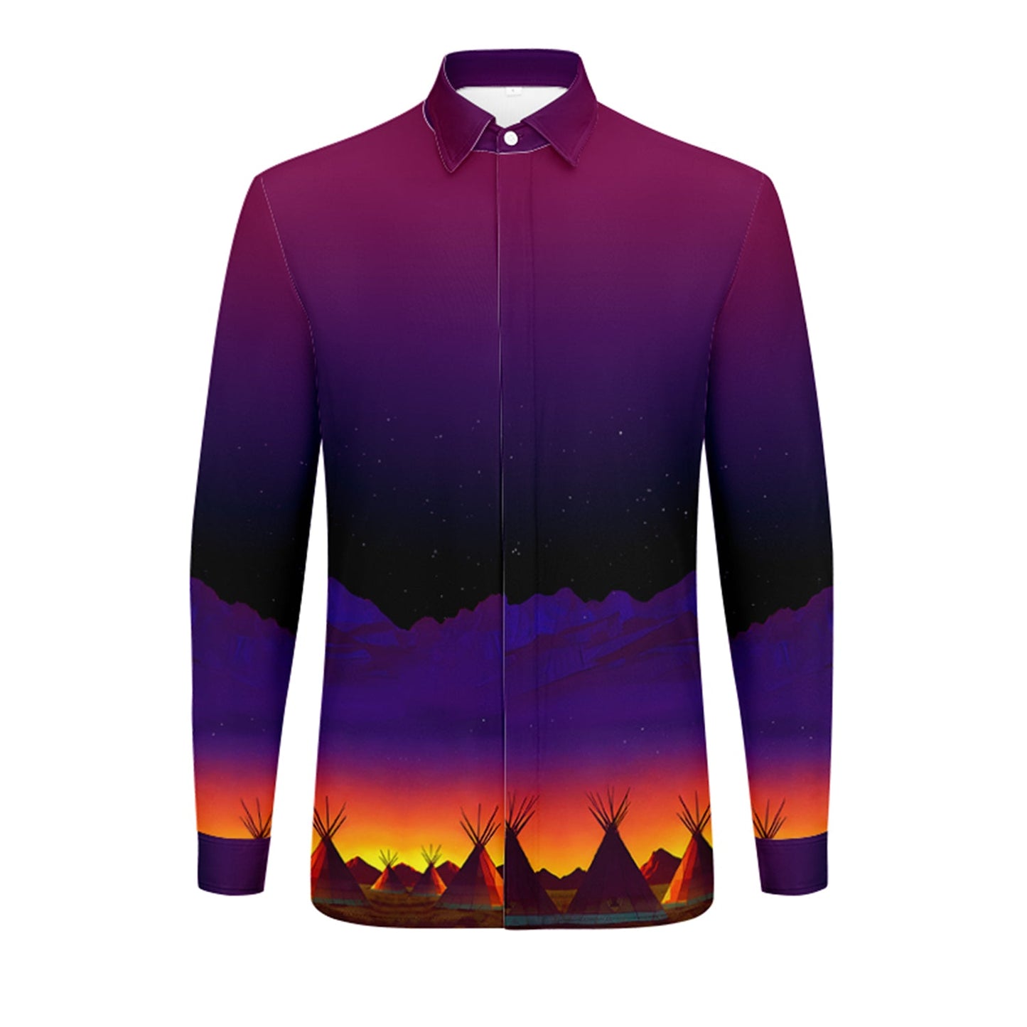 Teepees Northern Lights Men's Long Sleeve Dress Shirt