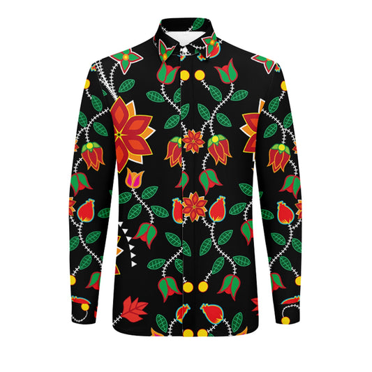 Floral Beadwork Six Bands Dress Shirt