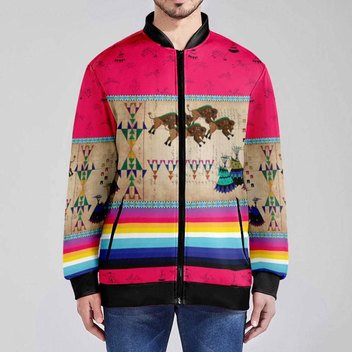 Buffalos Running Berry Lightweight Jacket