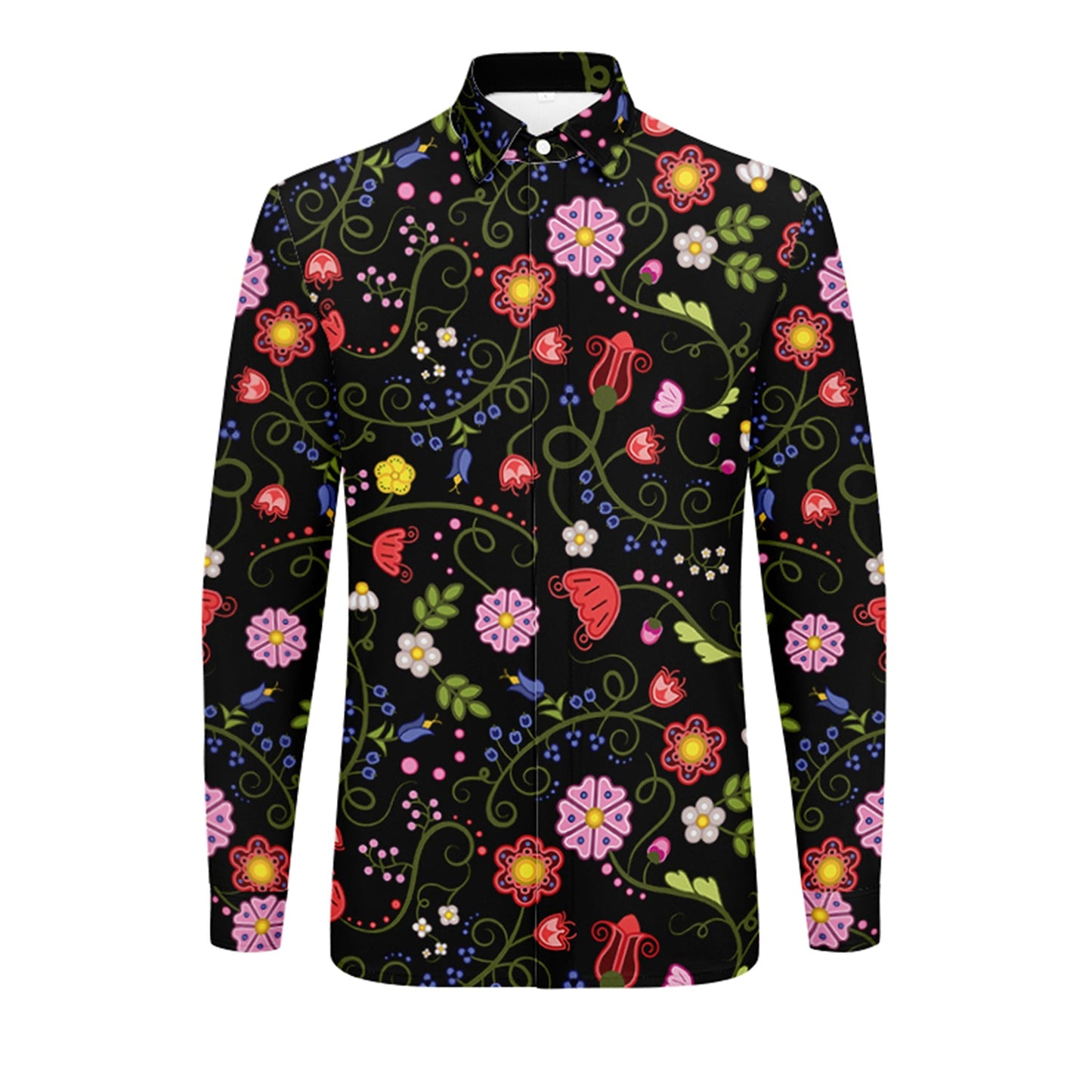 Nipin Blossom Midnight Men's Long Sleeve Dress Shirt