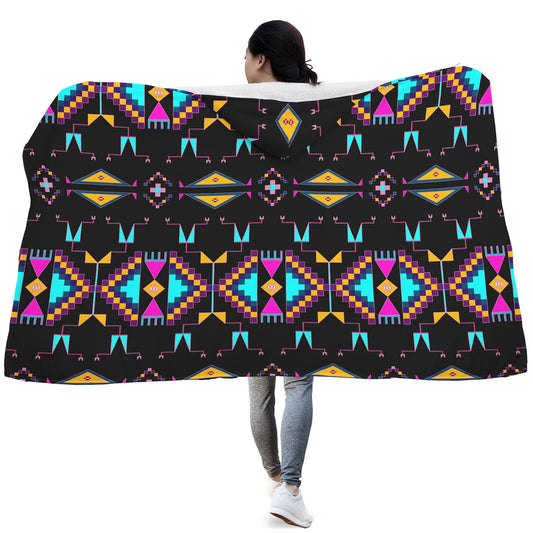 Rite of Passage Black Hooded Blanket