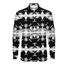 Load image into Gallery viewer, Between the Mountains Black and White Men&#39;s Long Sleeve Dress Shirt
