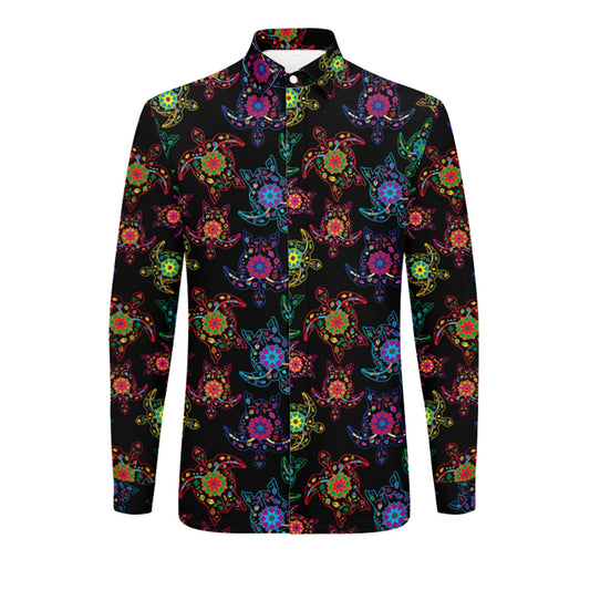 Neon Floral Turtle Dress Shirt