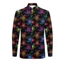 Load image into Gallery viewer, Neon Floral Turtle Men&#39;s Long Sleeve Dress Shirt
