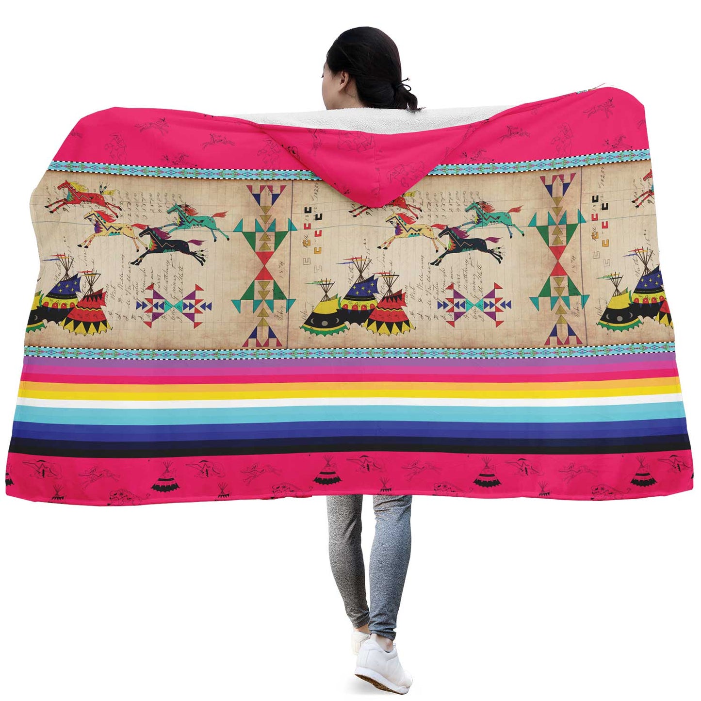 Horses Running Hooded Blanket
