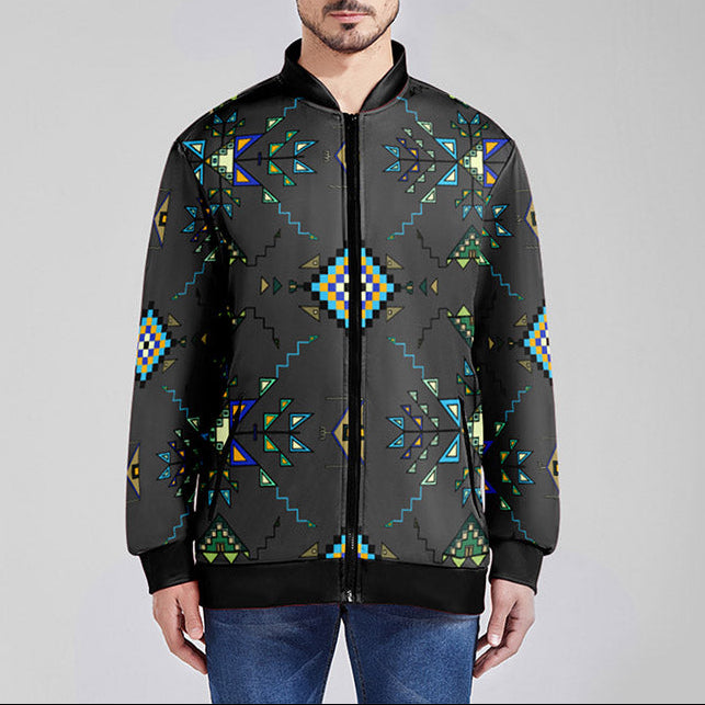 Bear Shield Dark Gray Zippered Collared Lightweight Jacket