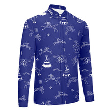 Load image into Gallery viewer, Ledger Dabbles Blue Men&#39;s Long Sleeve Dress Shirt
