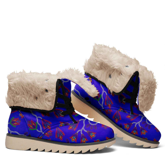 Spring Blossoms on Blue Polar Winter Boots